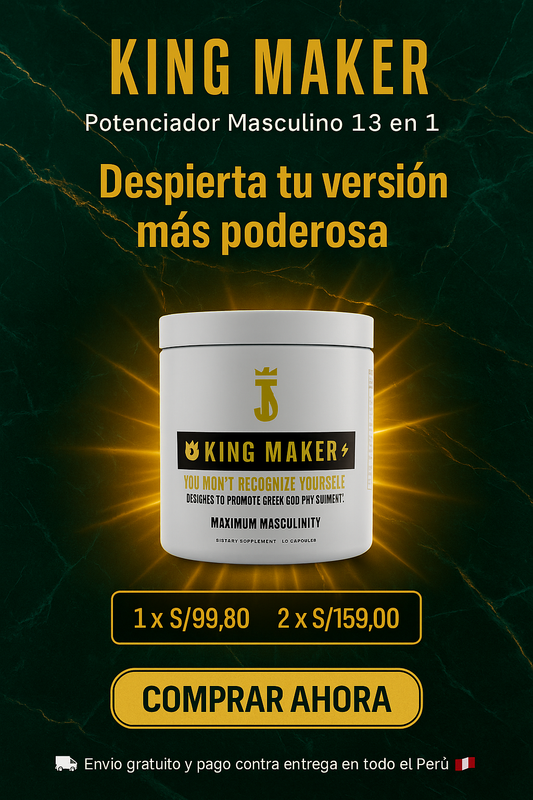 👑 KING MAKER – Potenciador Masculino 13 en 1 ¿Listo para recuperar tu energía y volver a sentirte en control? 👑