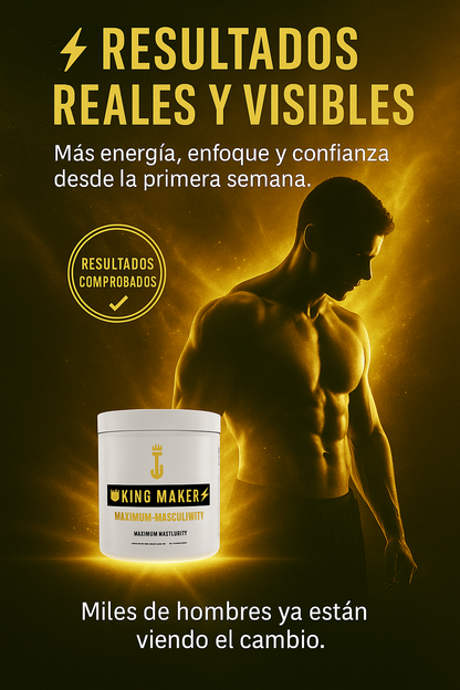 👑 KING MAKER – Potenciador Masculino 13 en 1 ¿Listo para recuperar tu energía y volver a sentirte en control? 👑
