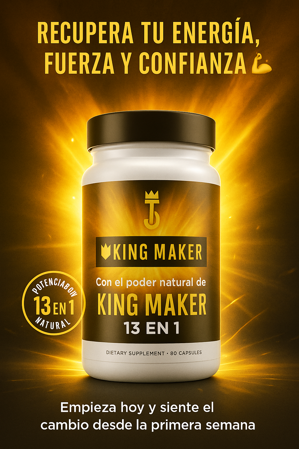 👑 KING MAKER – Potenciador Masculino 13 en 1 ¿Listo para recuperar tu energía y volver a sentirte en control? 👑