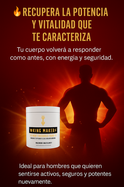 👑 KING MAKER – Potenciador Masculino 13 en 1 ¿Listo para recuperar tu energía y volver a sentirte en control? 👑